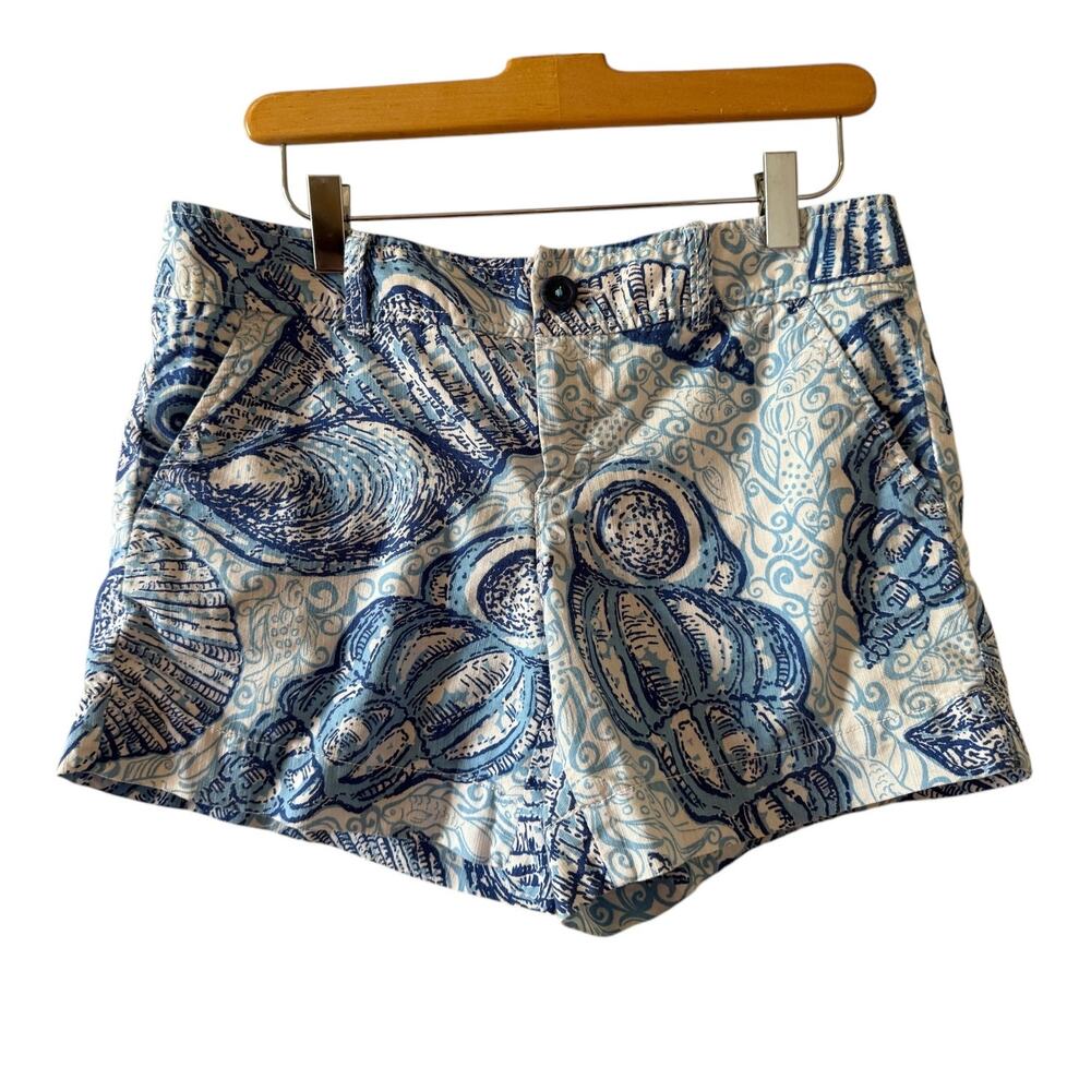 Lilly Pulitzer Callahan Cotton Shorts Blue Seashell Print 4